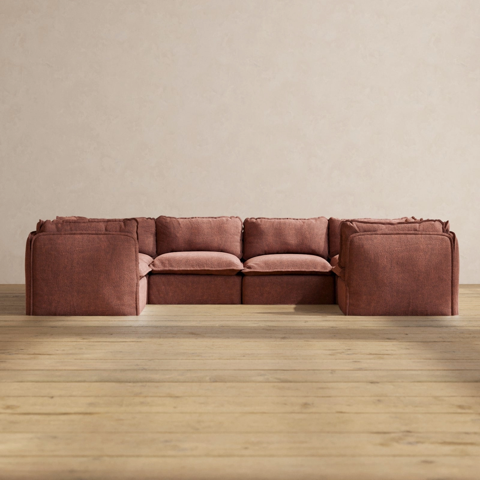 Modular Performance 6-Seater U-Sectional in Chestnut | Deluxe Blend