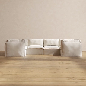 Modular Performance 6-Seater U-Sectional in Flour | Deluxe Blend
