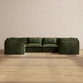 Modular Performance 6-Seater U-Sectional in Olive | Deluxe Blend