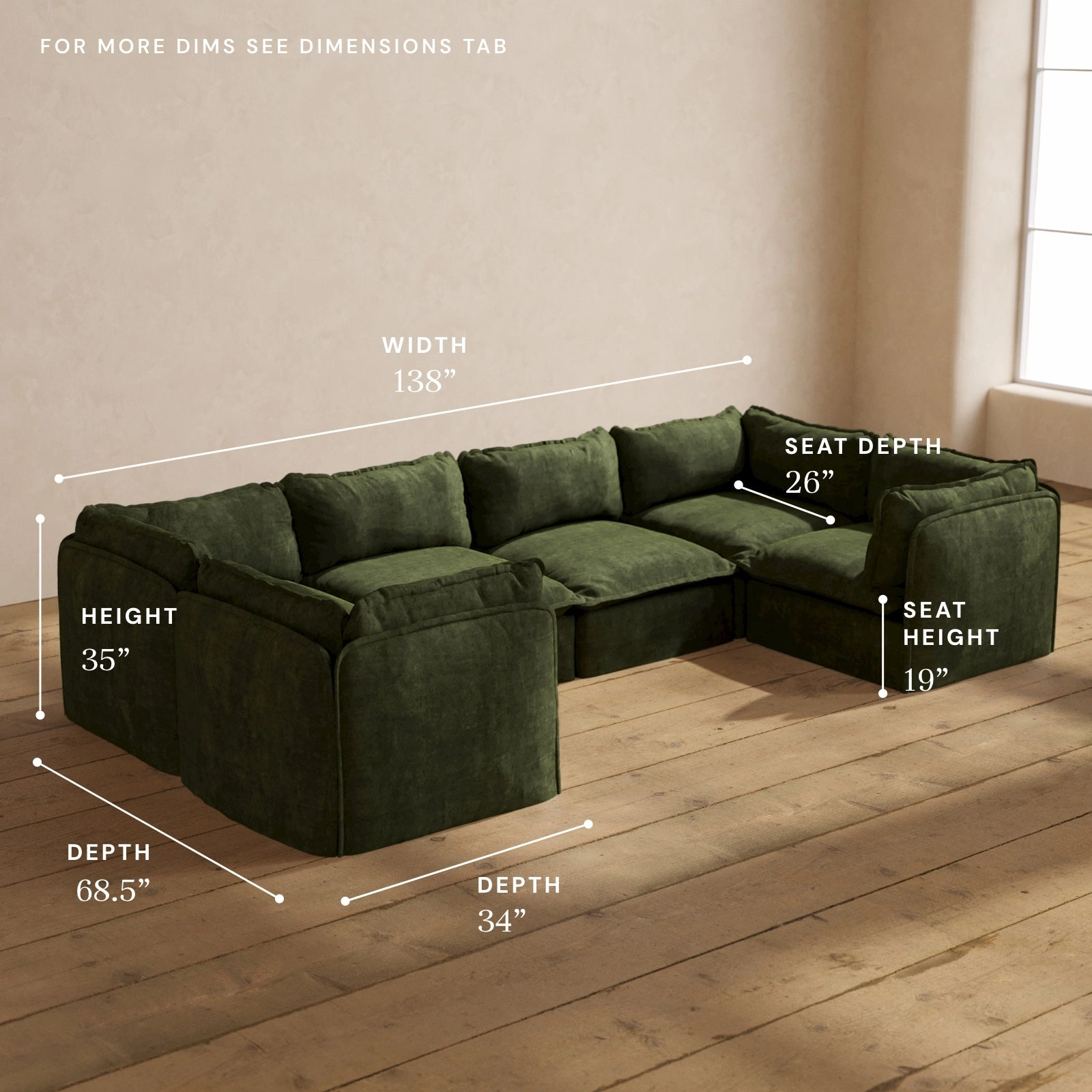 Modular Performance 6-Seater U-Sectional in Olive | Deluxe Blend