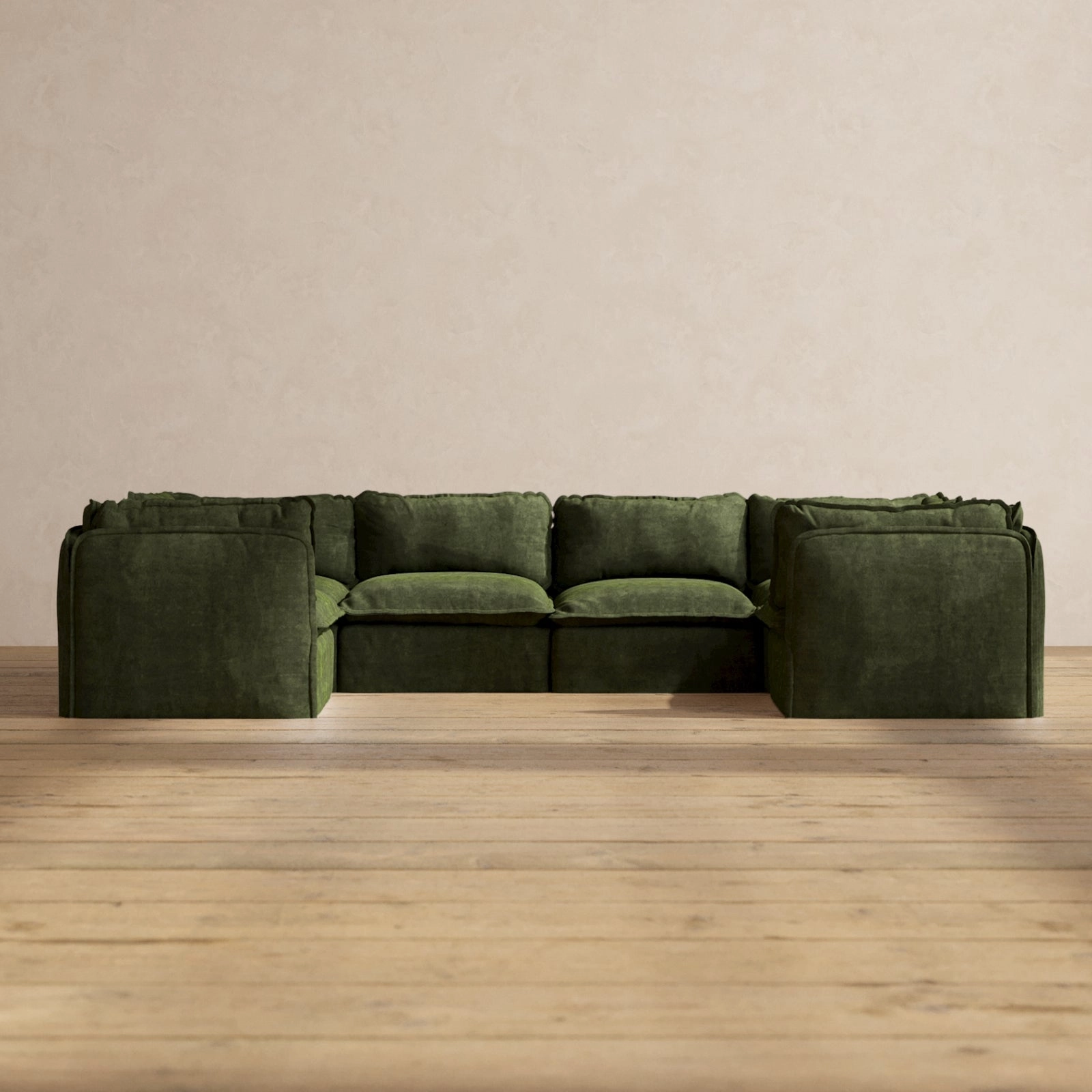 Modular Performance 6-Seater U-Sectional in Olive | Deluxe Blend