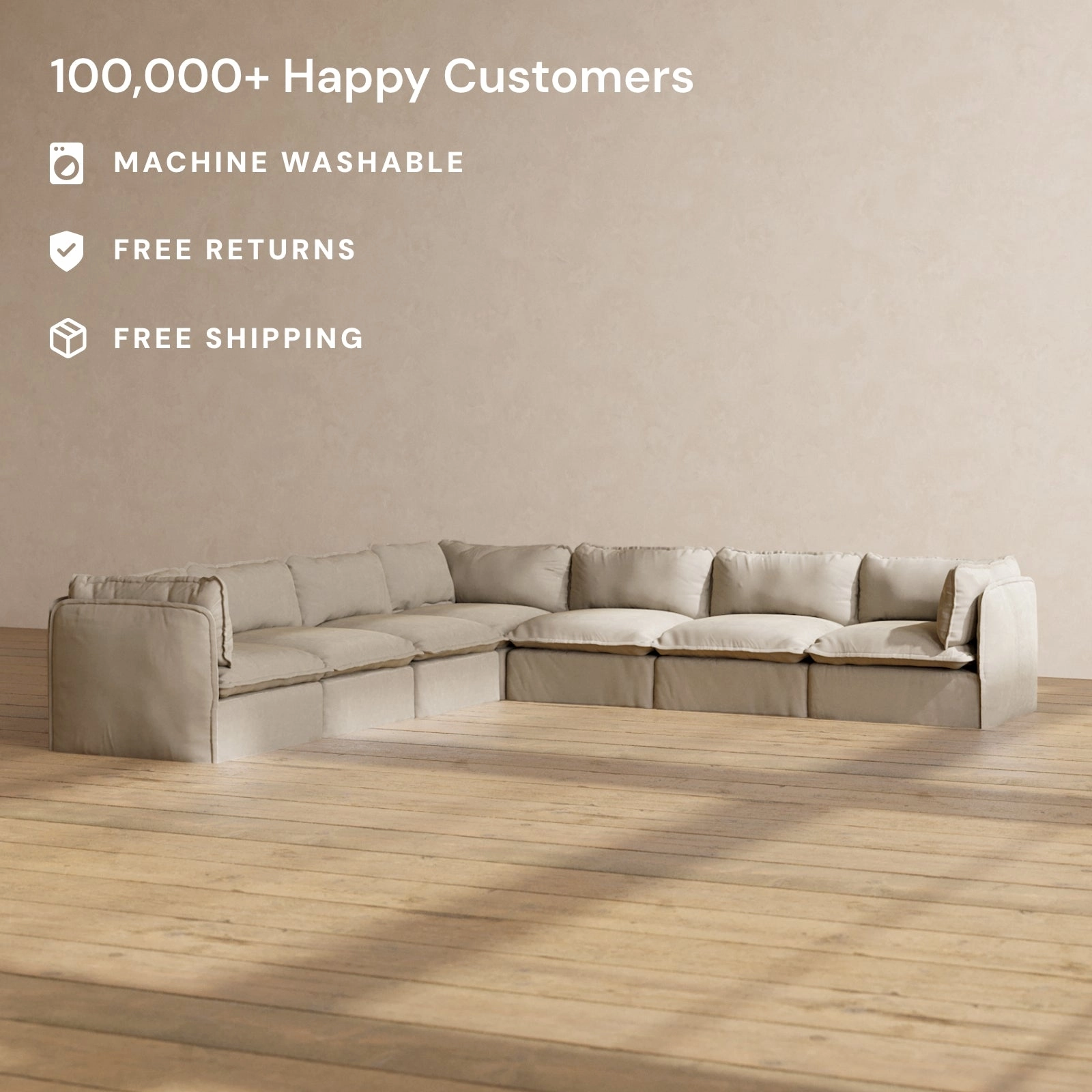 Modular Performance 7-Seater Corner Sectional in Dune | Deluxe Blend