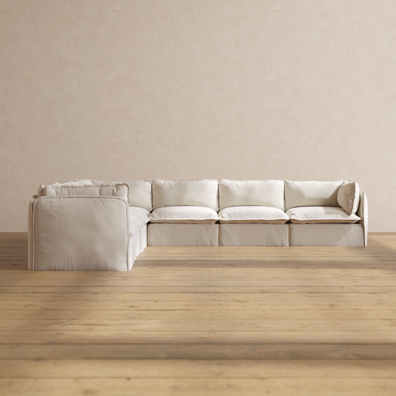Modular Performance 7-Seater Corner Sectional in Flour | Relaxed Blend