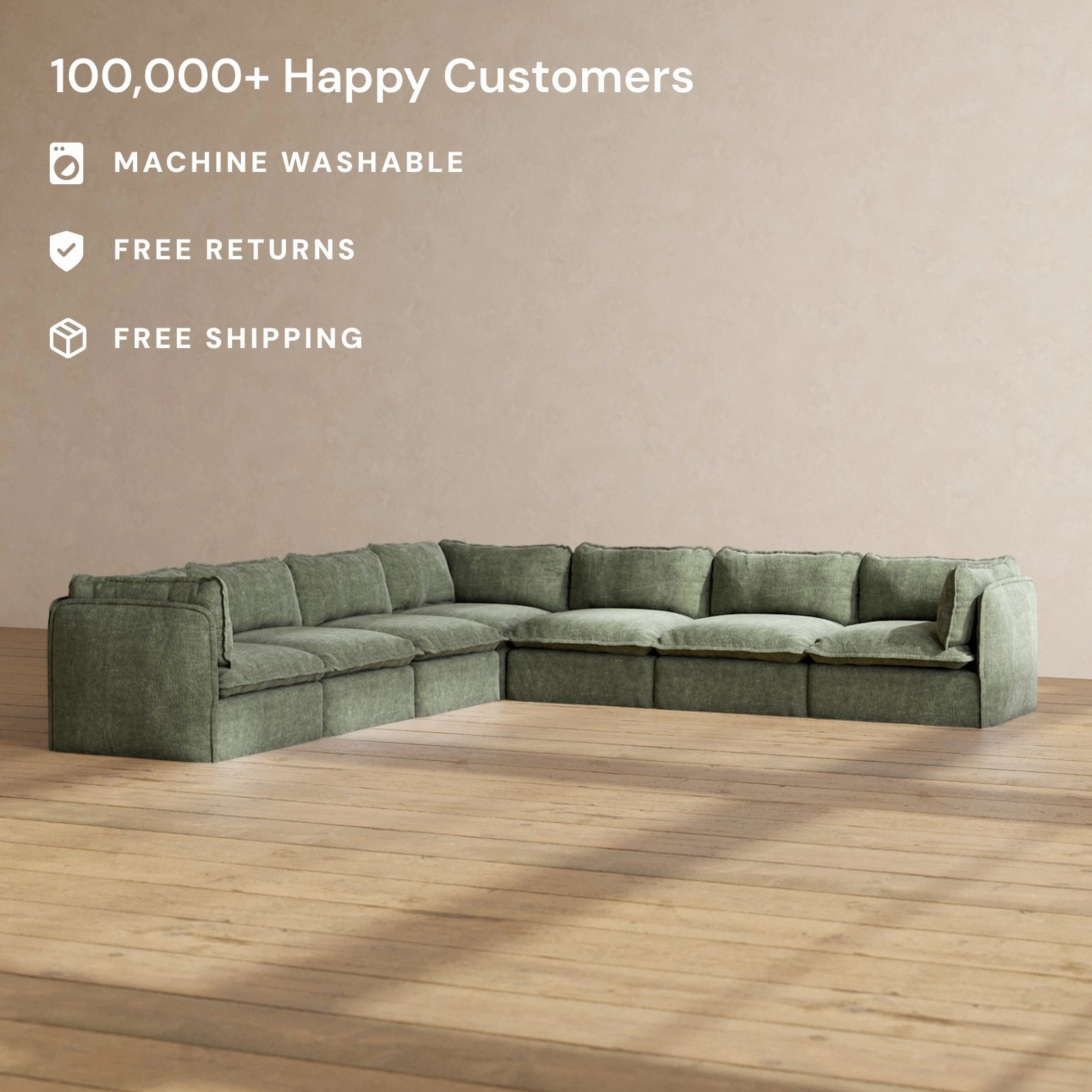 Modular Performance 7-Seater Corner Sectional in Willow | Deluxe Blend