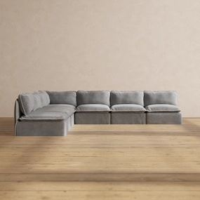 Modular Performance 7-Seater Open-Ends Corner Sectional in Ash | Deluxe Blend