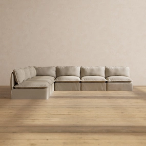 Modular Performance 7-Seater Open-Ends Corner Sectional in Dune | Relaxed Blend