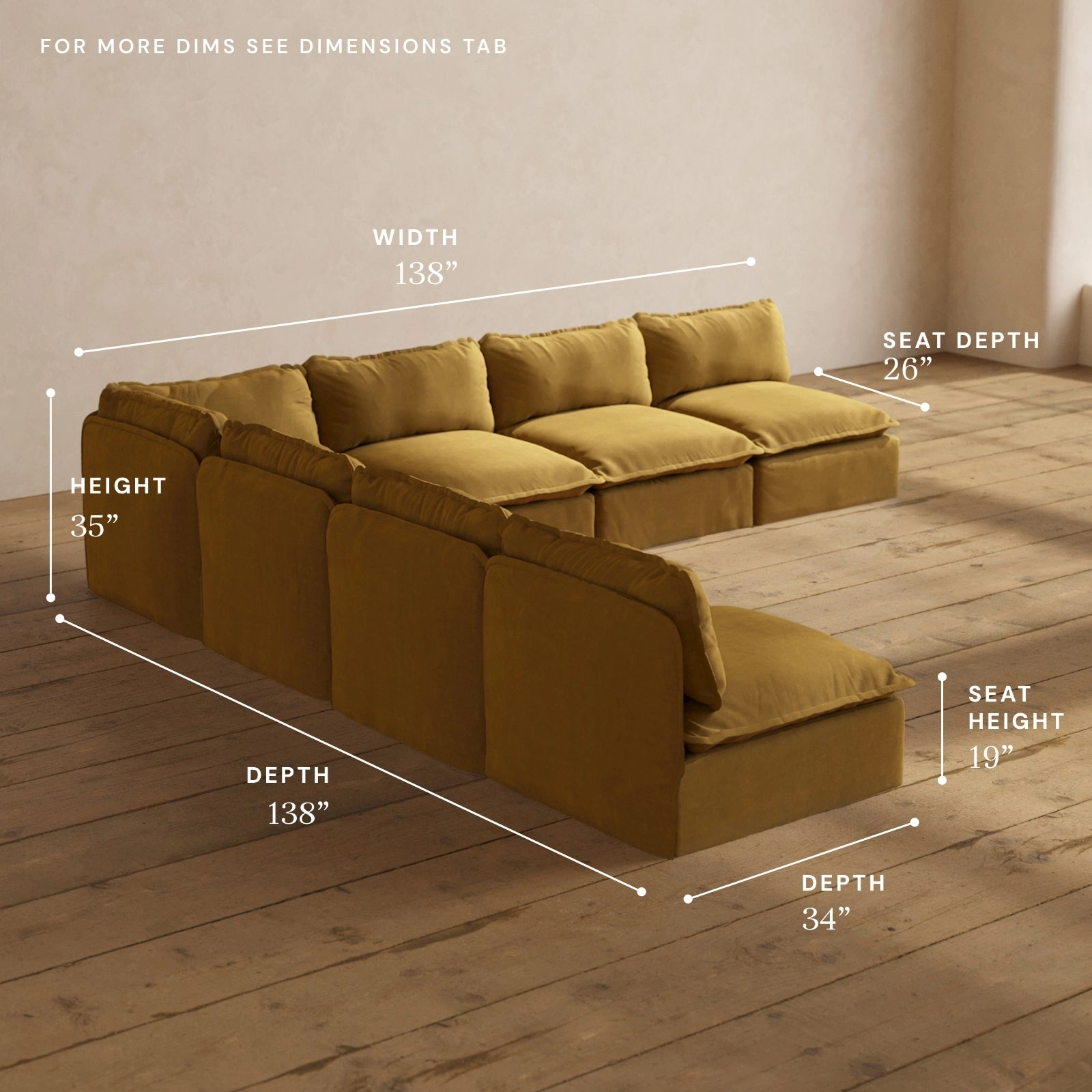 Modular Performance 7-Seater Open-Ends Corner Sectional in Toffee | Relaxed Blend