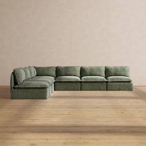 Modular Performance 7-Seater Open-Ends Corner Sectional in Willow | Relaxed Blend