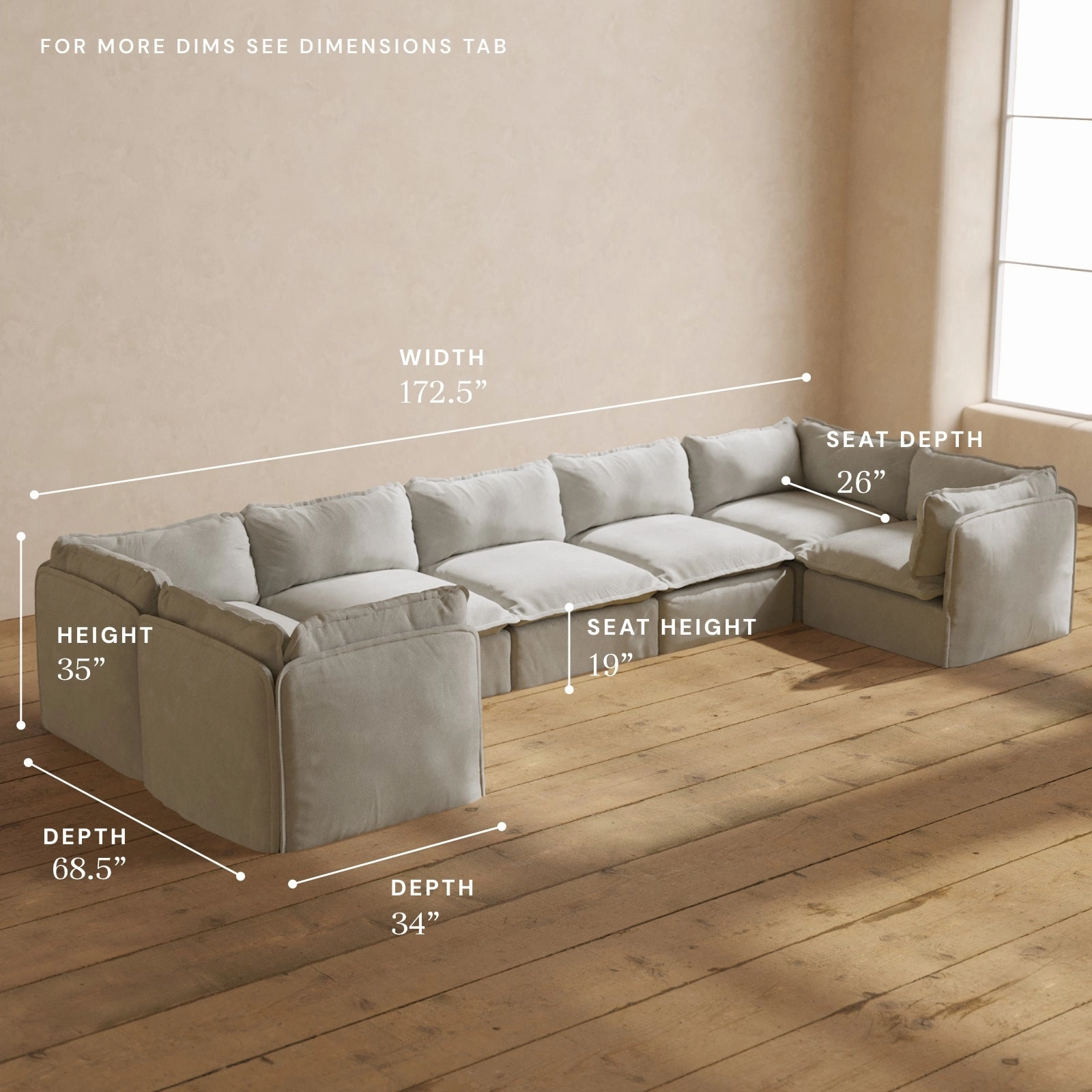 Modular Performance 7-Seater U-Sectional in Cloud | Relaxed Blend