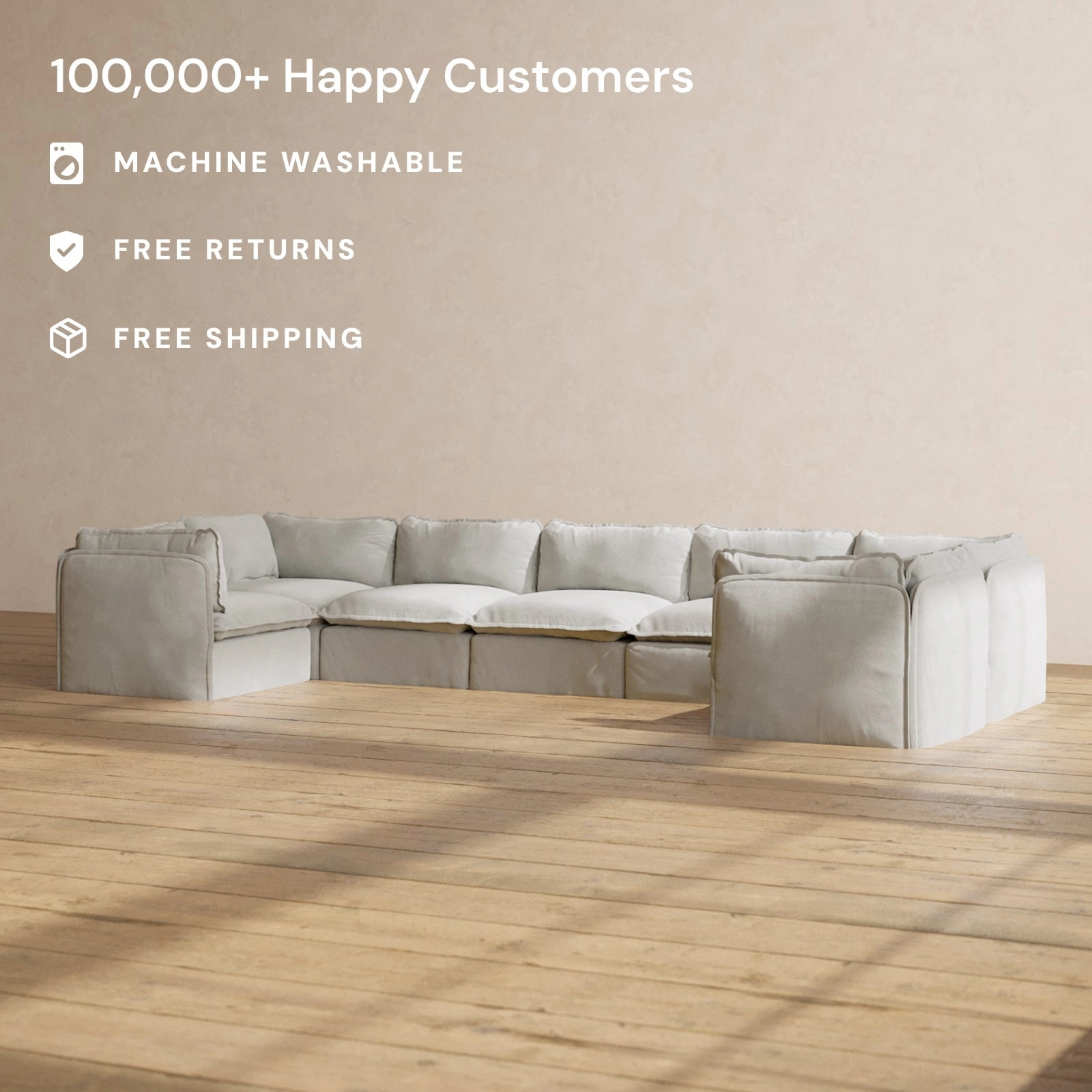Modular Performance 7-Seater U-Sectional in Cloud | Relaxed Blend
