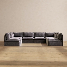 Modular Performance 8-Seater Open-Ends U-Sectional in Cinder | Deluxe Blend
