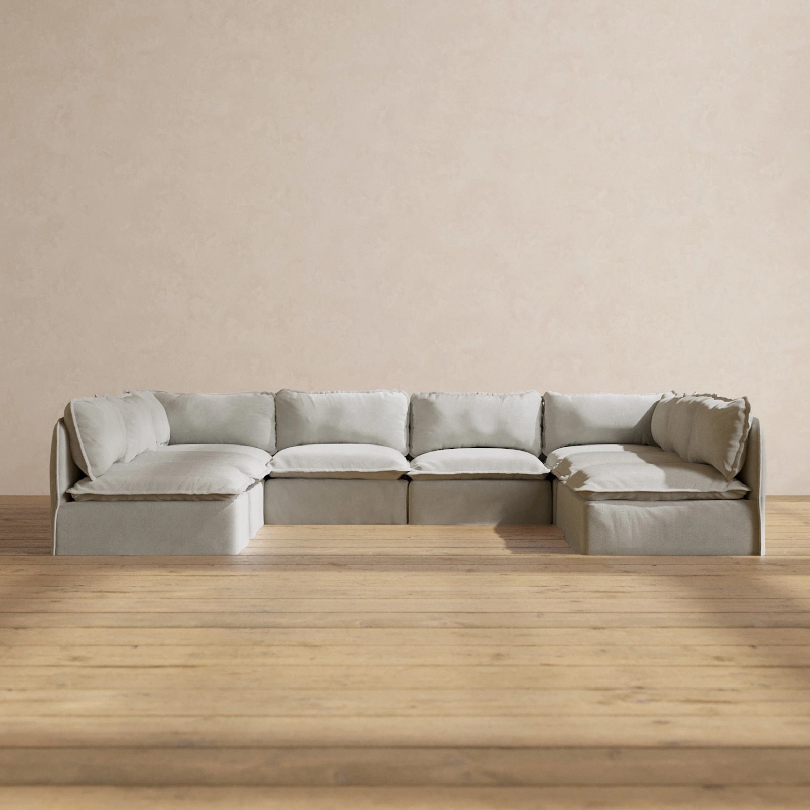 Modular Performance 8-Seater Open-Ends U-Sectional in Cloud | Deluxe Blend