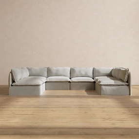 Modular Performance 8-Seater Open-Ends U-Sectional in Cloud | Relaxed Blend