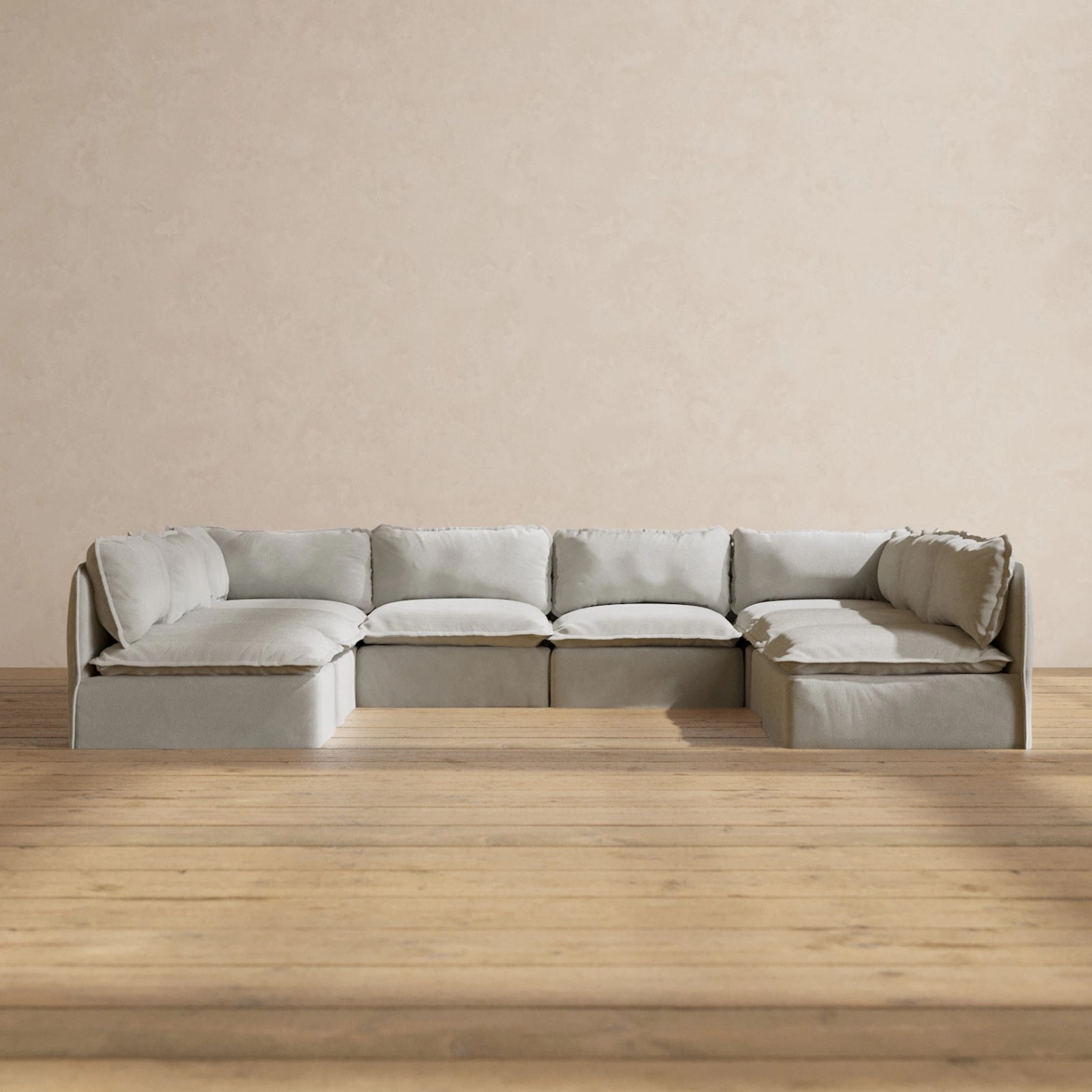 Modular Performance 8-Seater Open-Ends U-Sectional in Cloud | Relaxed Blend