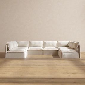 Modular Performance 8-Seater Open-Ends U-Sectional in Flour | Deluxe Blend