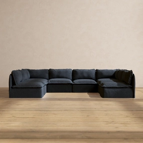 Modular Performance 8-Seater Open-Ends U-Sectional in Indigo | Deluxe Blend