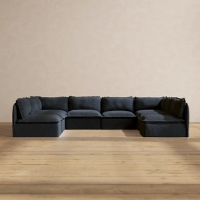Modular Performance 8-Seater Open-Ends U-Sectional in Indigo | Relaxed Blend
