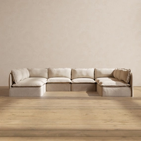 Modular Performance 8-Seater Open-Ends U-Sectional in Oat | Deluxe Blend