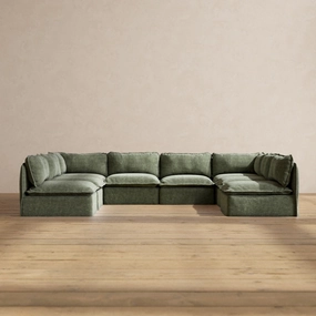 Modular Performance 8-Seater Open-Ends U-Sectional in Willow | Deluxe Blend