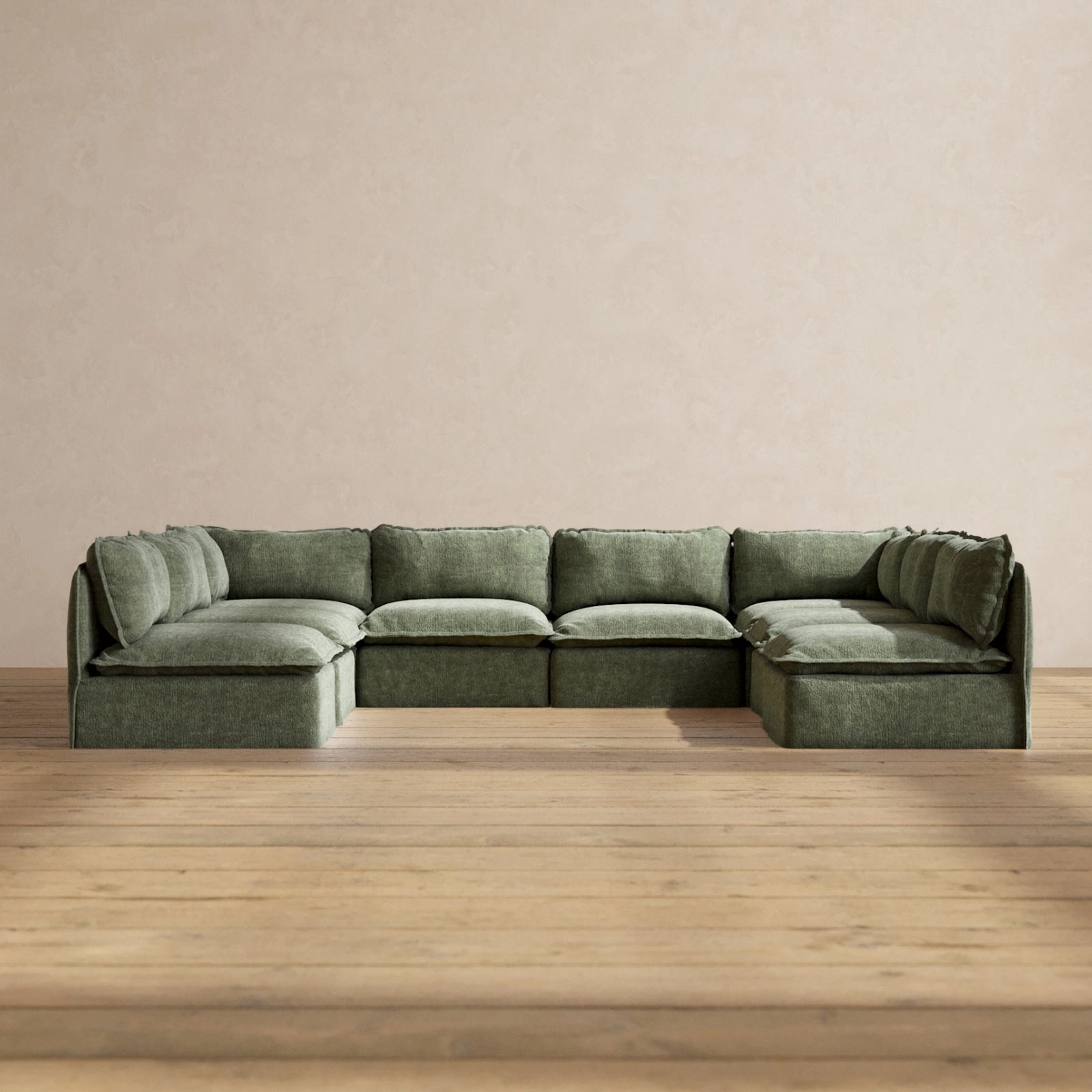 Modular Performance 8-Seater Open-Ends U-Sectional in Willow | Deluxe Blend