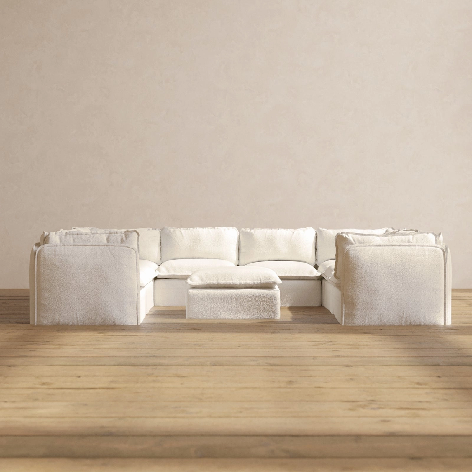 Modular Performance 8-Seater U-Sectional   Ottoman in Mousse | Relaxed Blend