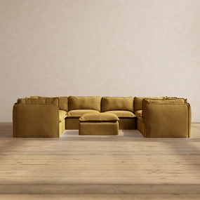 Modular Performance 8-Seater U-Sectional   Ottoman in Toffee | Deluxe Blend