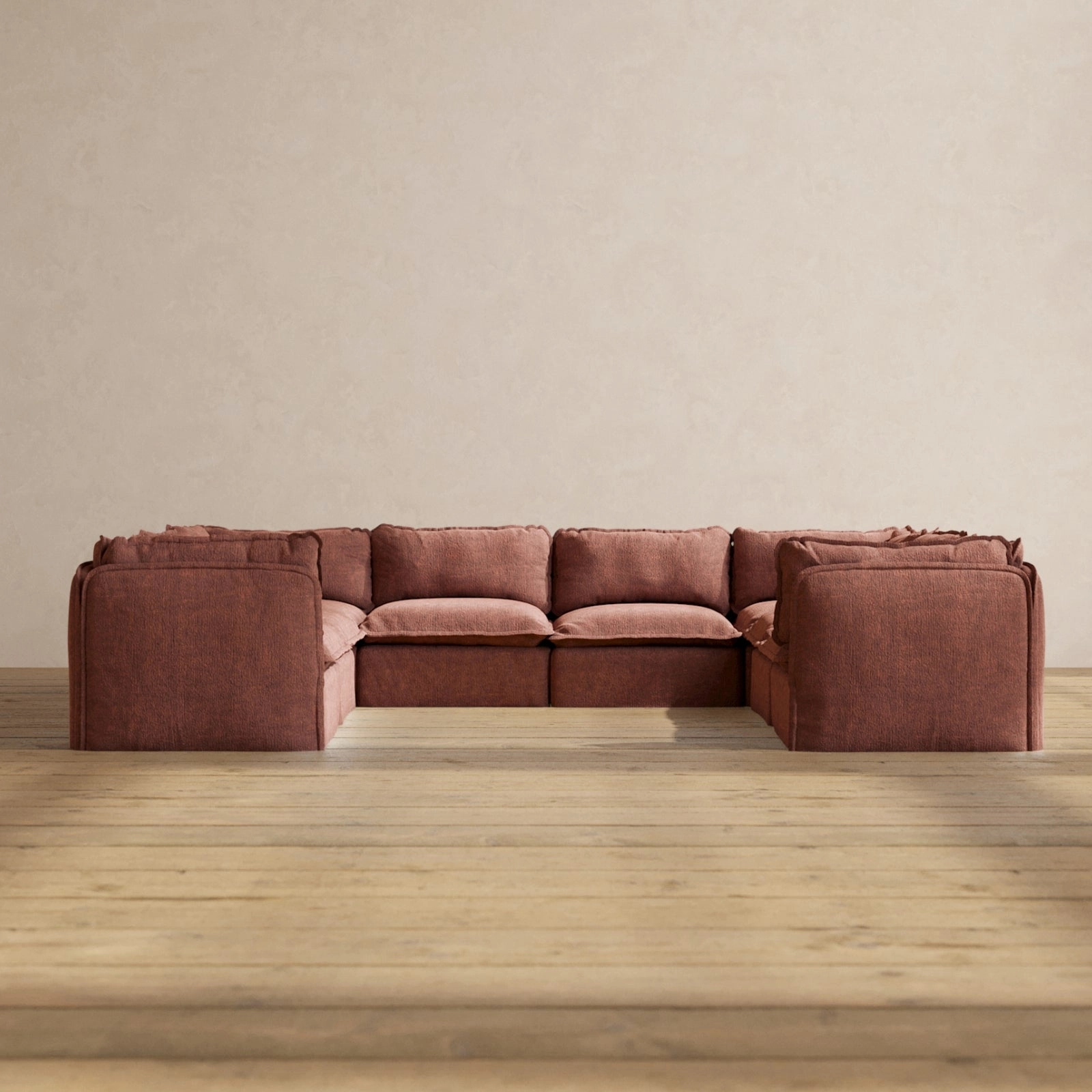 Modular Performance 8-Seater U-Sectional in Chestnut | Deluxe Blend