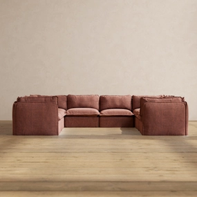 Modular Performance 8-Seater U-Sectional in Chestnut | Deluxe Blend