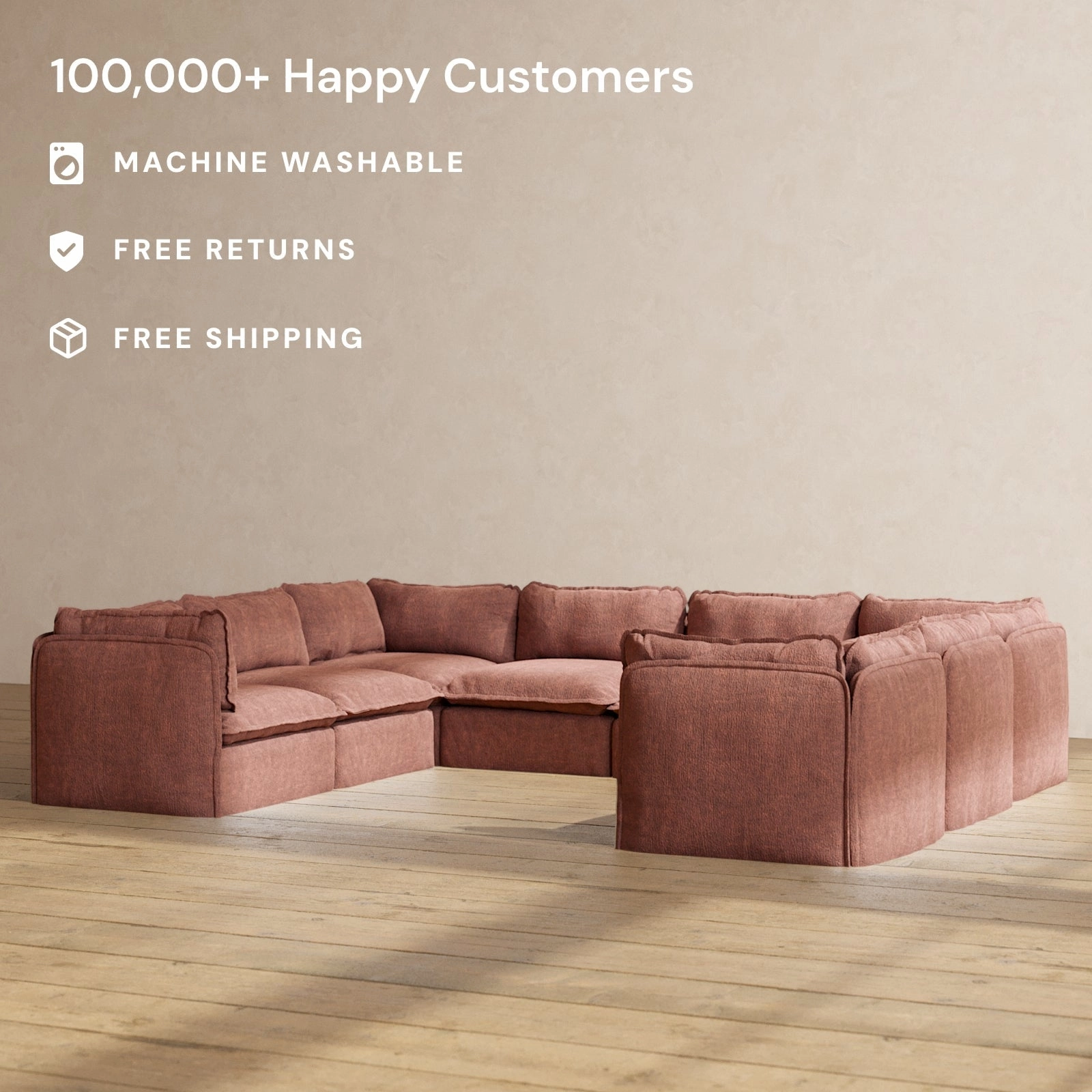 Modular Performance 8-Seater U-Sectional in Chestnut | Deluxe Blend