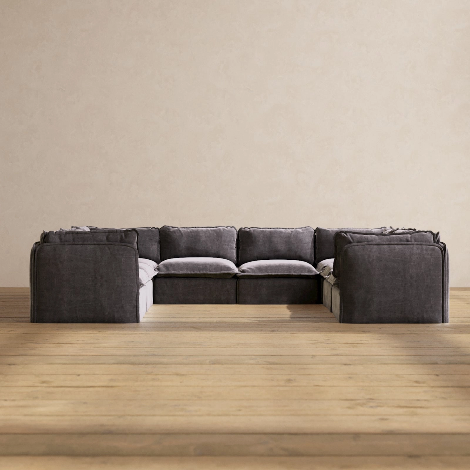 Modular Performance 8-Seater U-Sectional in Cinder | Deluxe Blend