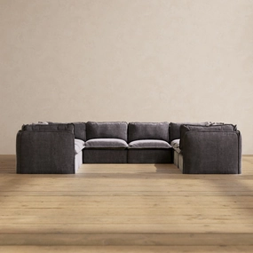 Modular Performance 8-Seater U-Sectional in Cinder | Deluxe Blend