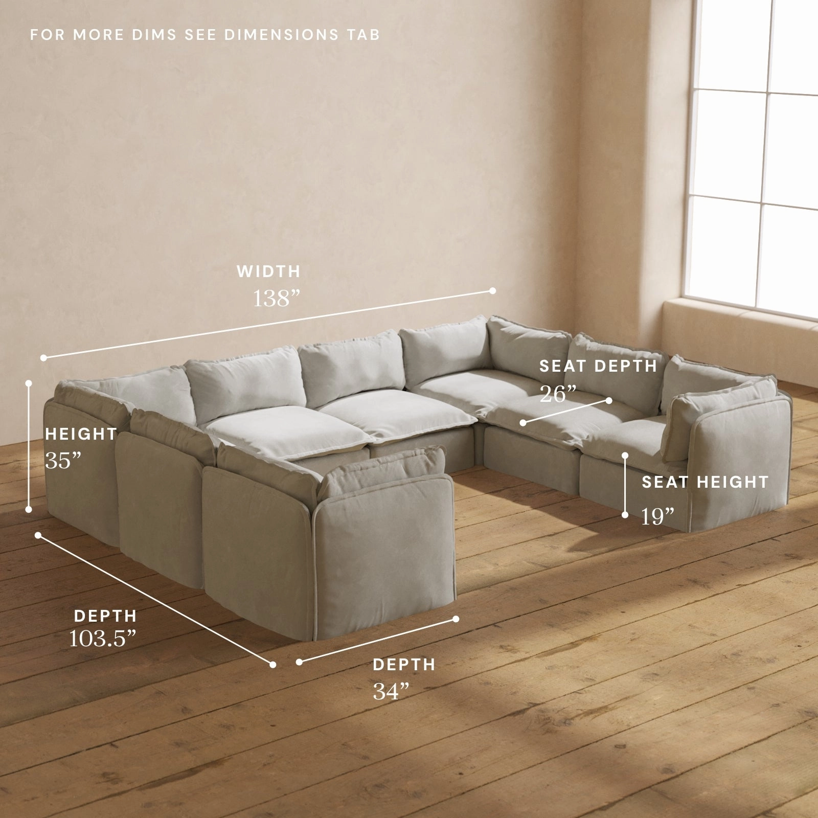 Modular Performance 8-Seater U-Sectional in Cloud | Deluxe Blend