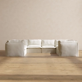 Modular Performance 8-Seater U-Sectional in Eggshell | Relaxed Blend
