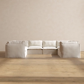 Modular Performance 8-Seater U-Sectional in Flour | Deluxe Blend