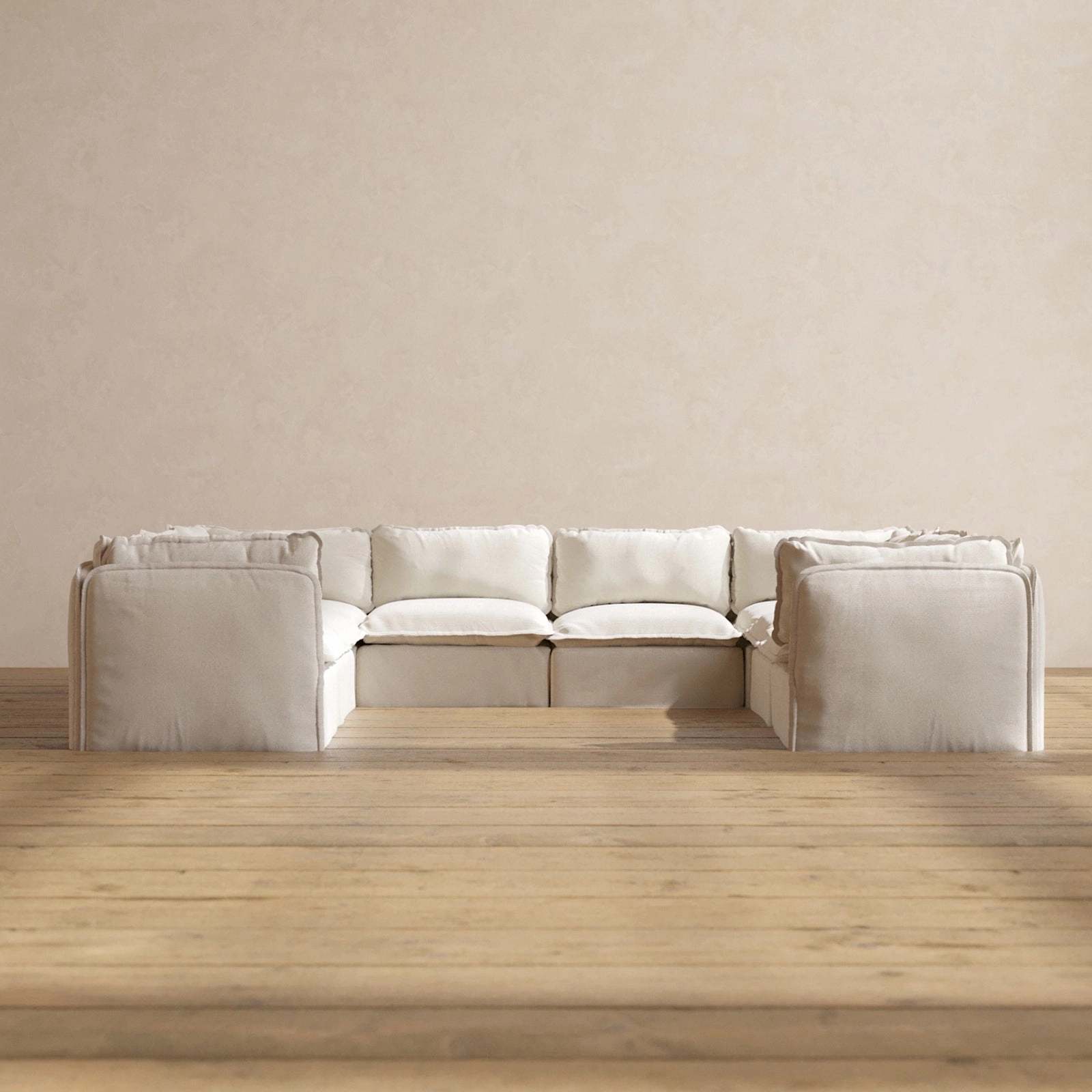 Modular Performance 8-Seater U-Sectional in Flour | Deluxe Blend