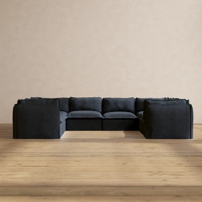 Modular Performance 8-Seater U-Sectional in Indigo | Deluxe Blend