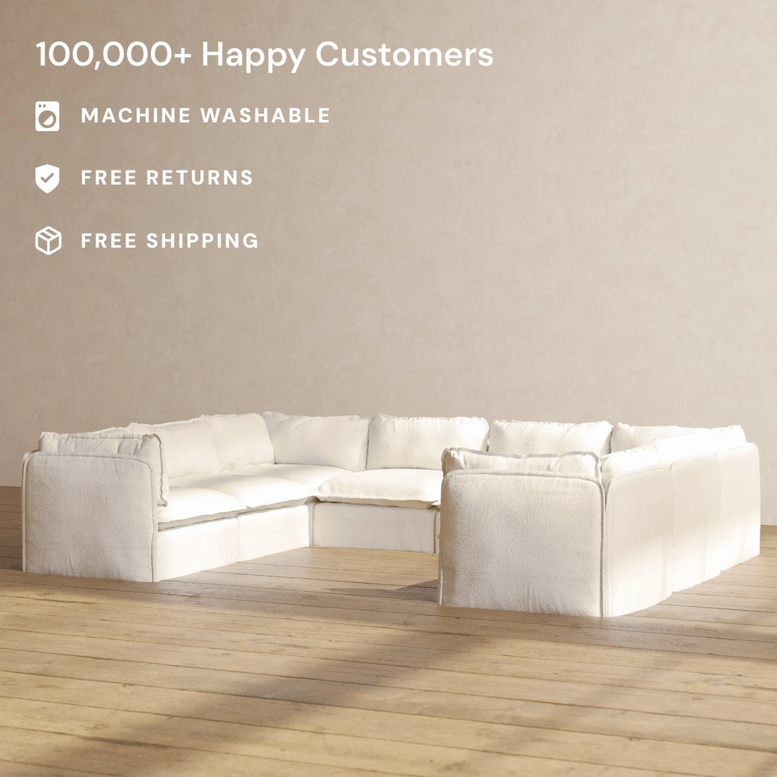 Modular Performance 8-Seater U-Sectional in Mousse | Deluxe Blend