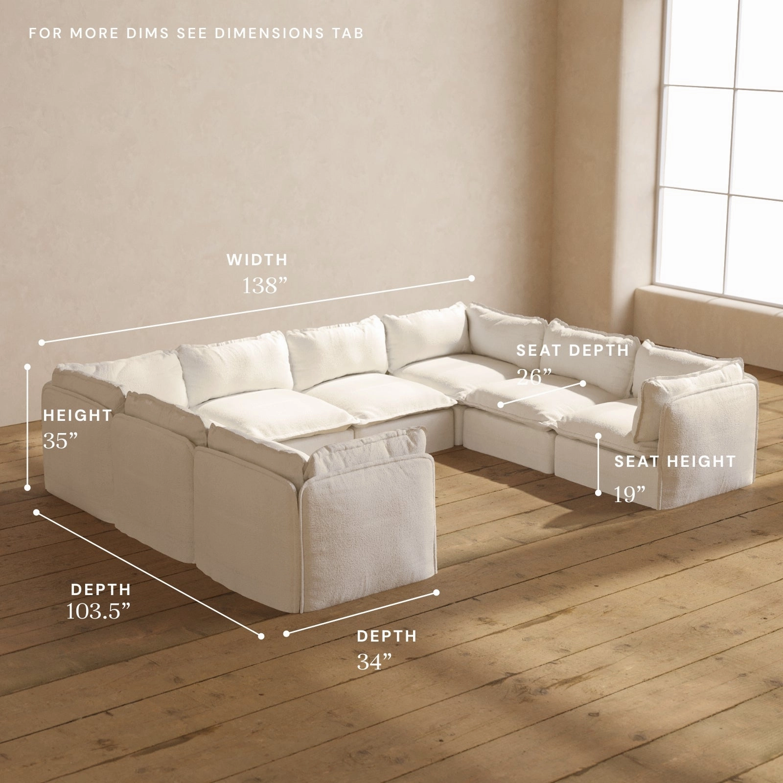 Modular Performance 8-Seater U-Sectional in Mousse | Deluxe Blend