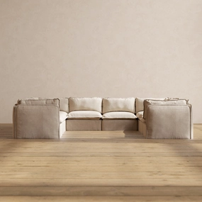 Modular Performance 8-Seater U-Sectional in Oat | Deluxe Blend
