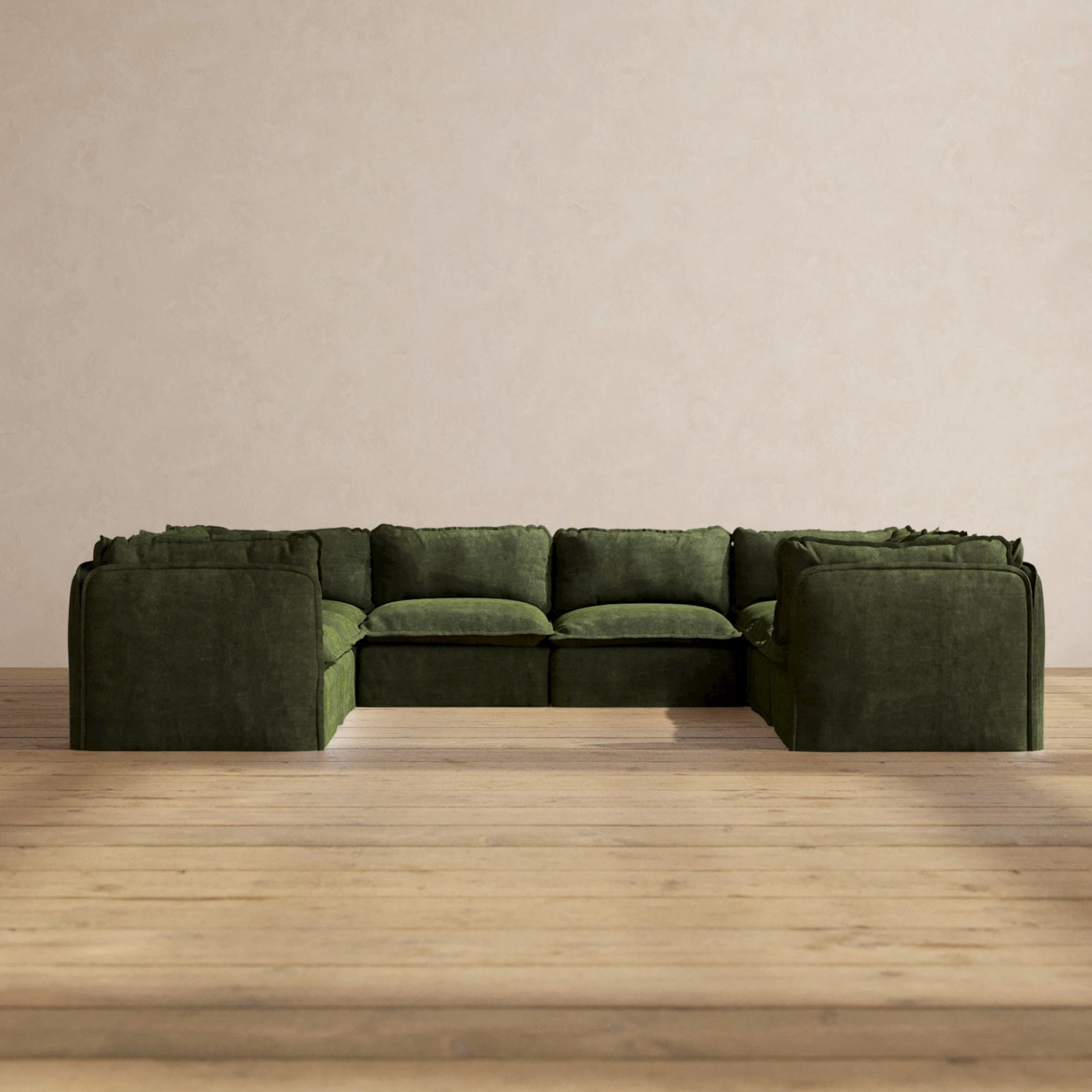 Modular Performance 8-Seater U-Sectional in Olive | Deluxe Blend