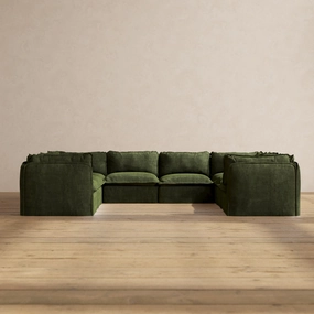 Modular Performance 8-Seater U-Sectional in Olive | Deluxe Blend