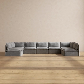 Modular Performance 9-Seater Open-Ends U-Sectional in Ash | Deluxe Blend