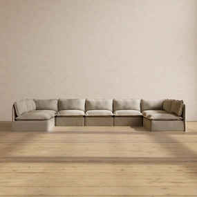 Modular Performance 9-Seater Open-Ends U-Sectional in Dune | Relaxed Blend