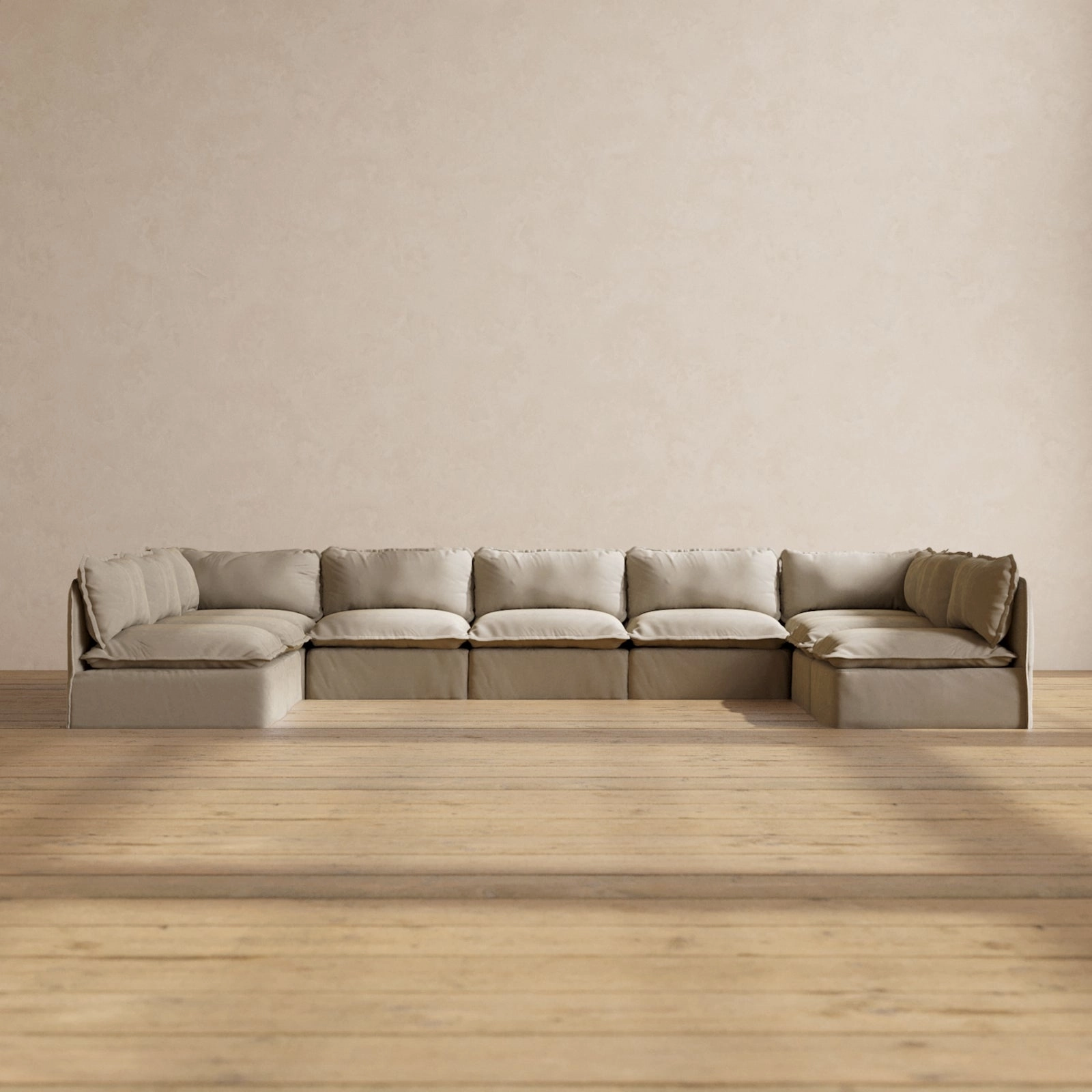 Modular Performance 9-Seater Open-Ends U-Sectional in Dune | Relaxed Blend
