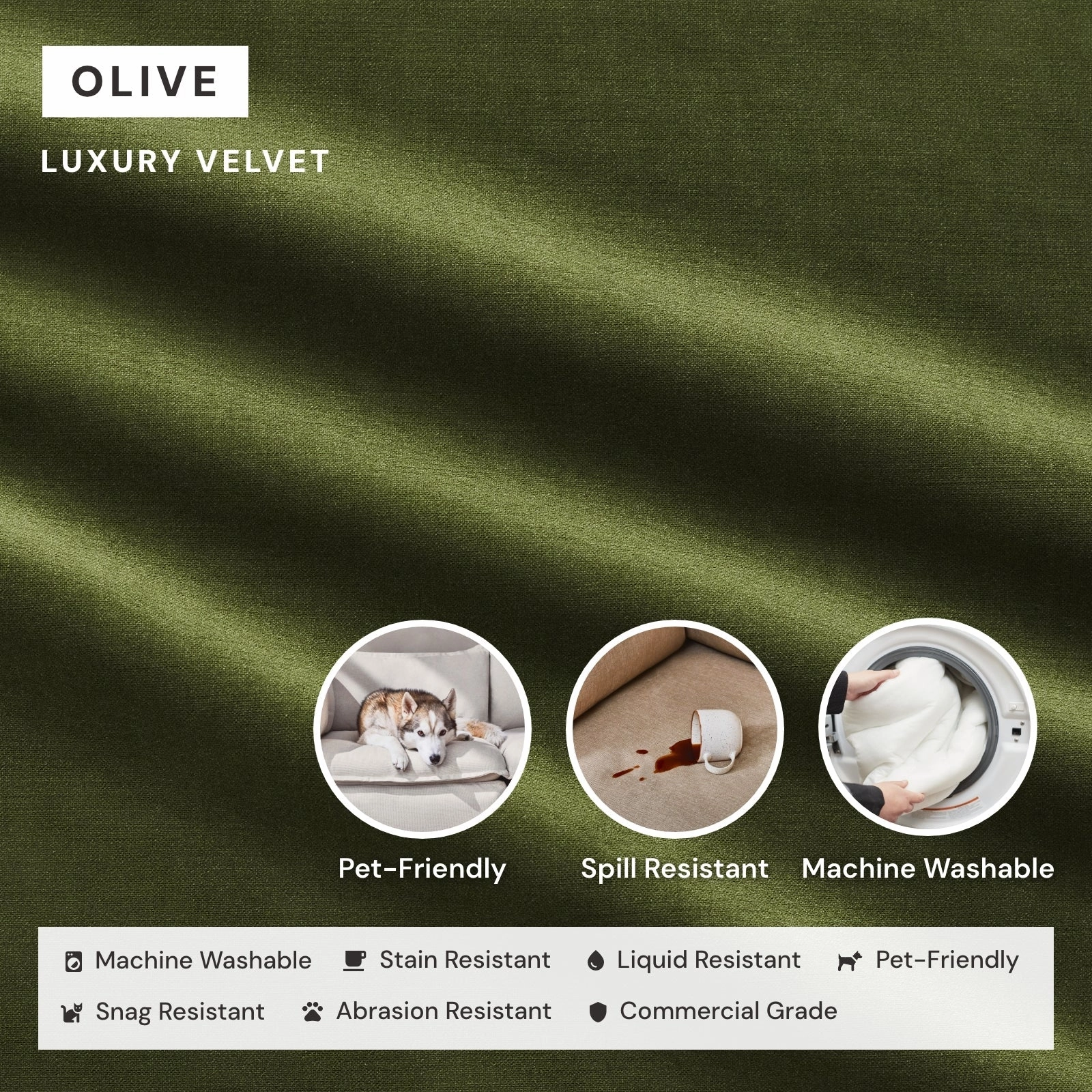 Modular Performance 9-Seater Open-Ends U-Sectional in Olive | Deluxe Blend