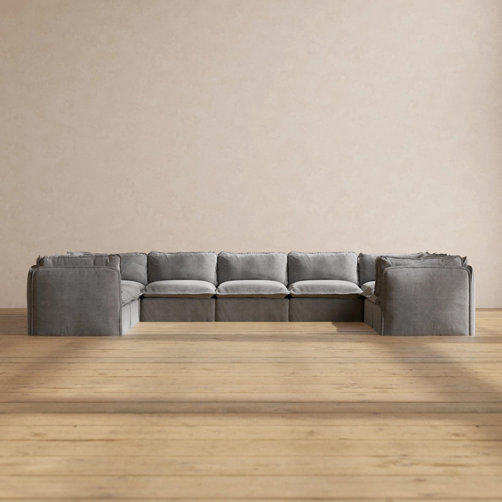 Modular Performance 9-Seater U-Sectional in Ash | Deluxe Blend