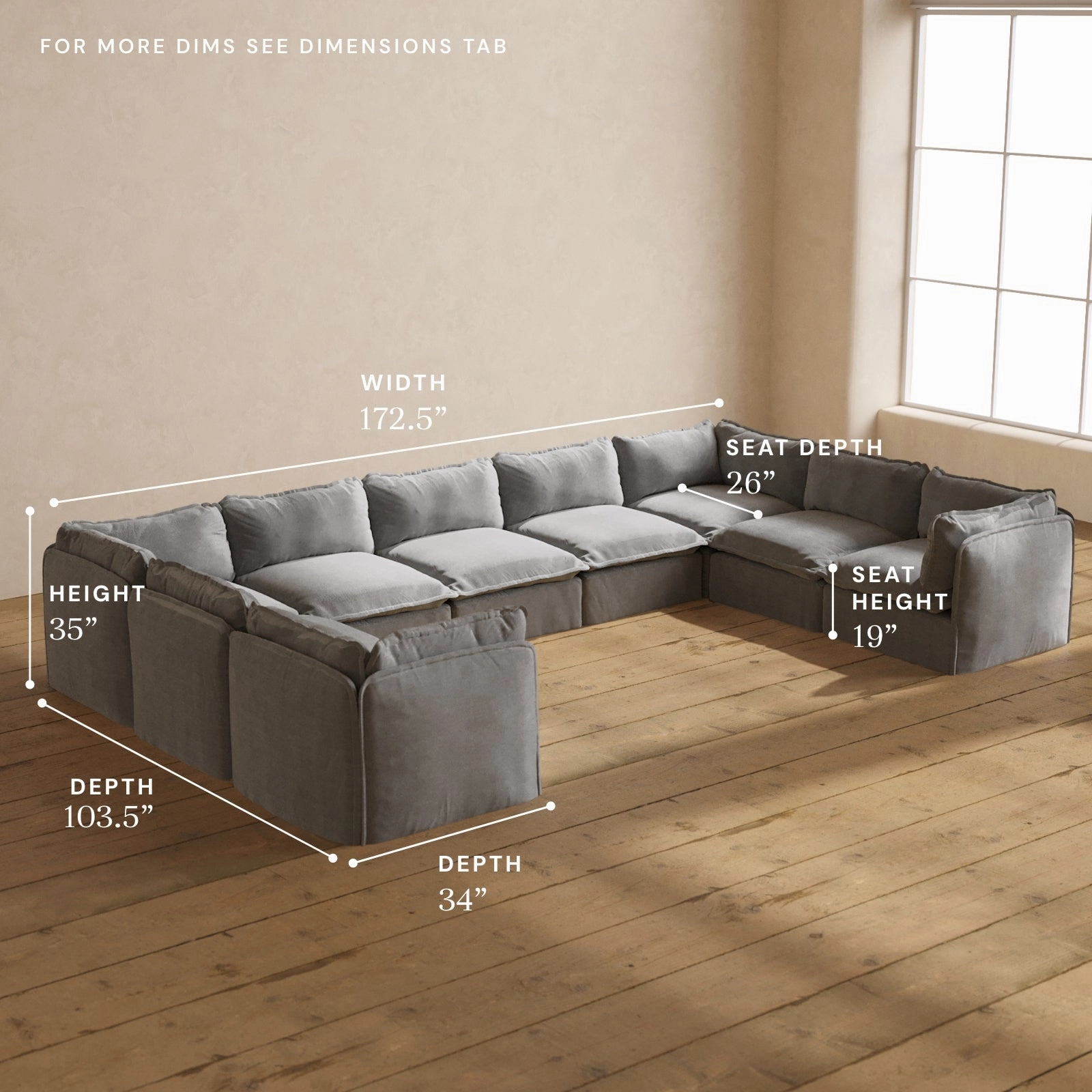 Modular Performance 9-Seater U-Sectional in Ash | Deluxe Blend
