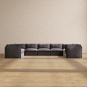 Modular Performance 9-Seater U-Sectional in Cinder | Deluxe Blend