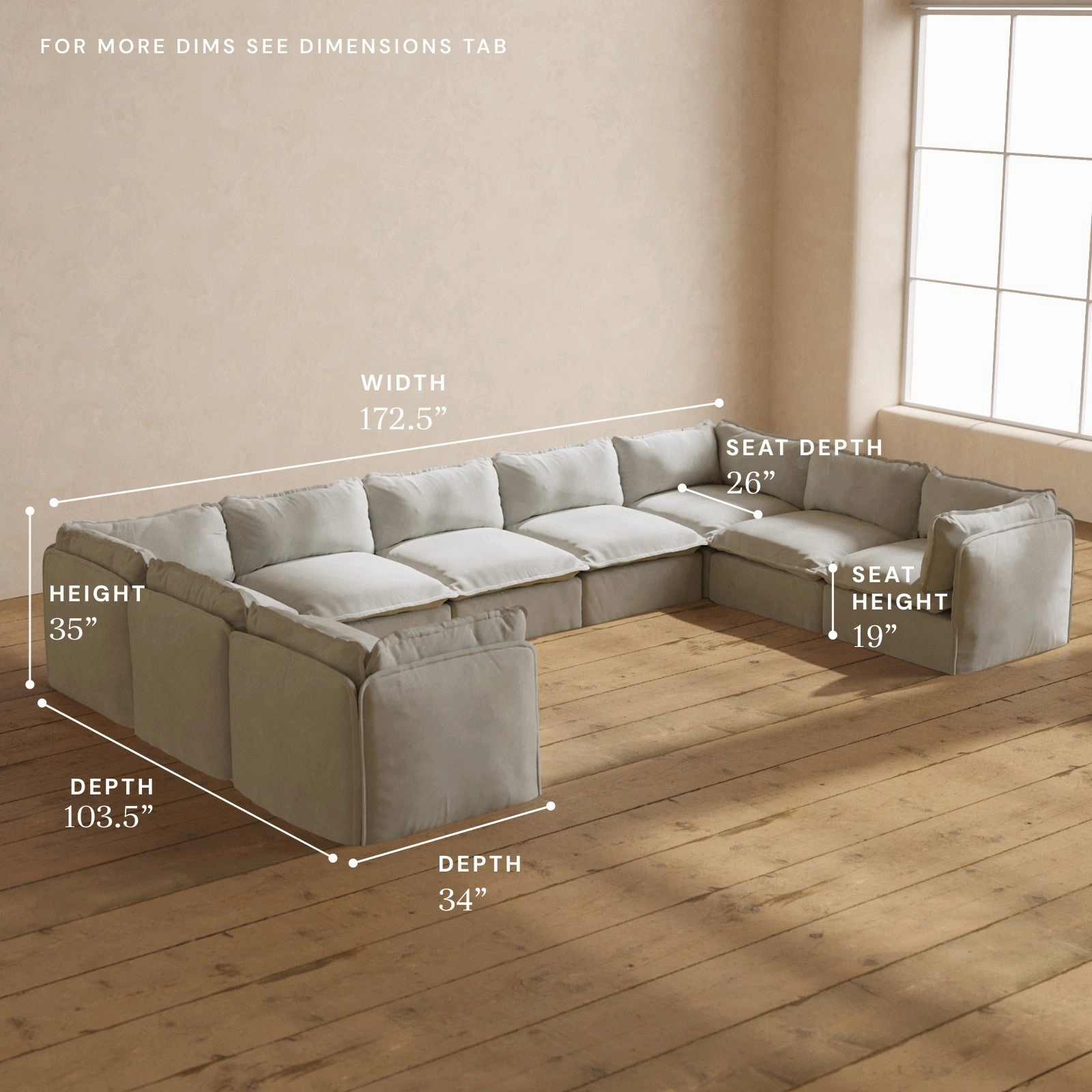 Modular Performance 9-Seater U-Sectional in Cloud | Relaxed Blend