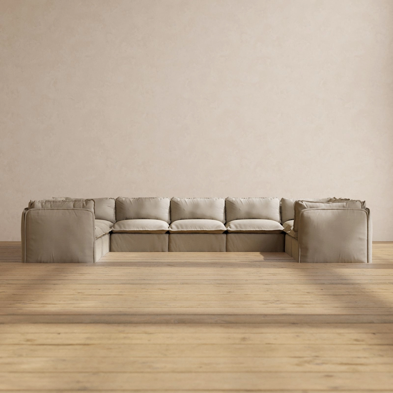 Modular Performance 9-Seater U-Sectional in Dune | Deluxe Blend